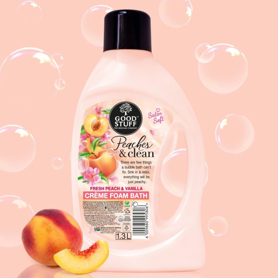 Good Stuff Peaches & Clean Crème Foam Bath with Fresh Peach & Vanilla scent