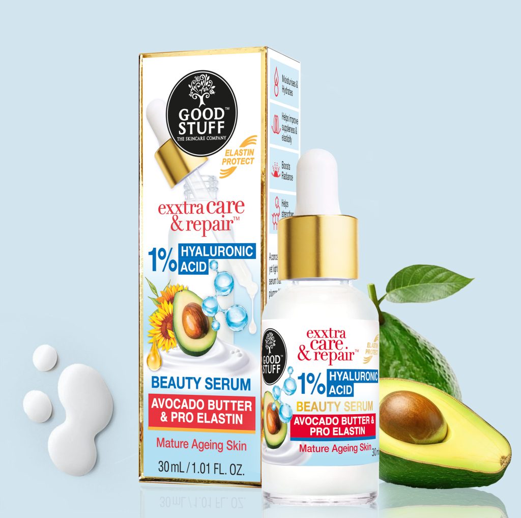 Good Stuff Exxtra Care & Repair Intense Beauty Serum with Hyaluronic Acid, Avocado Butter & Pro Elastin