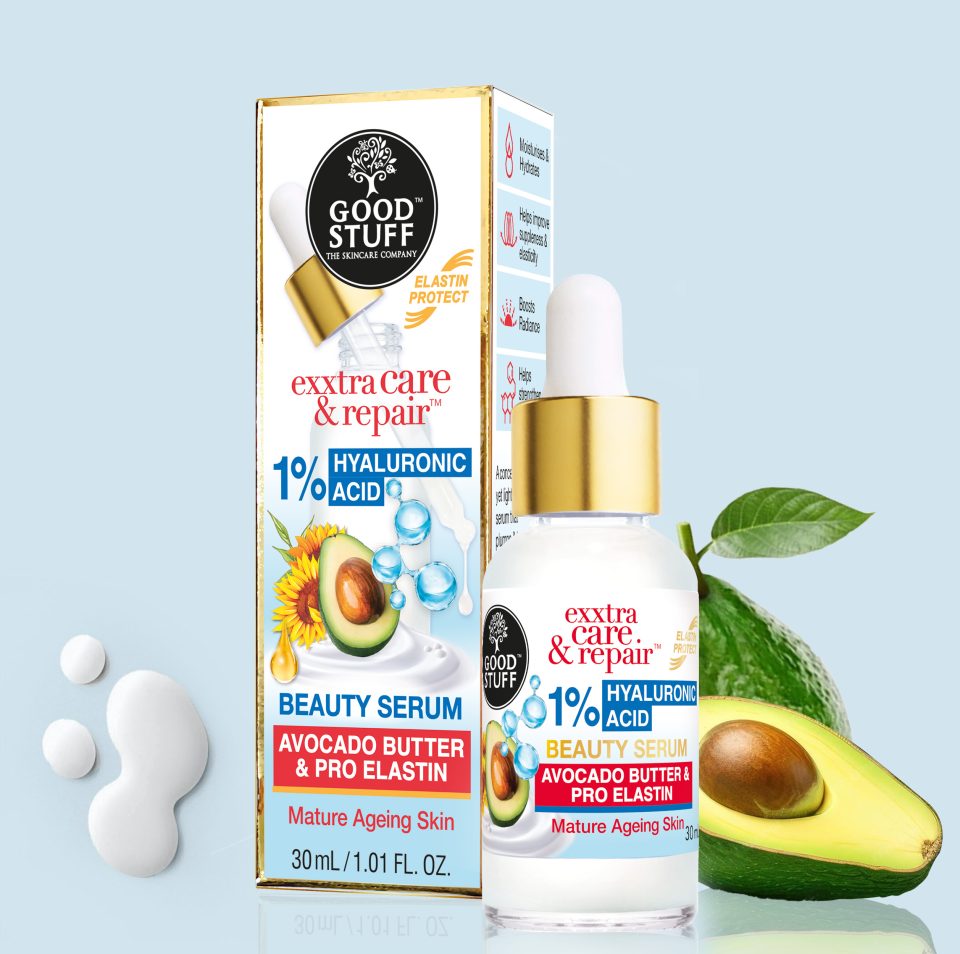 Good Stuff Exxtra Care & Repair Intense Beauty Serum with Hyaluronic Acid, Avocado Butter & Pro Elastin