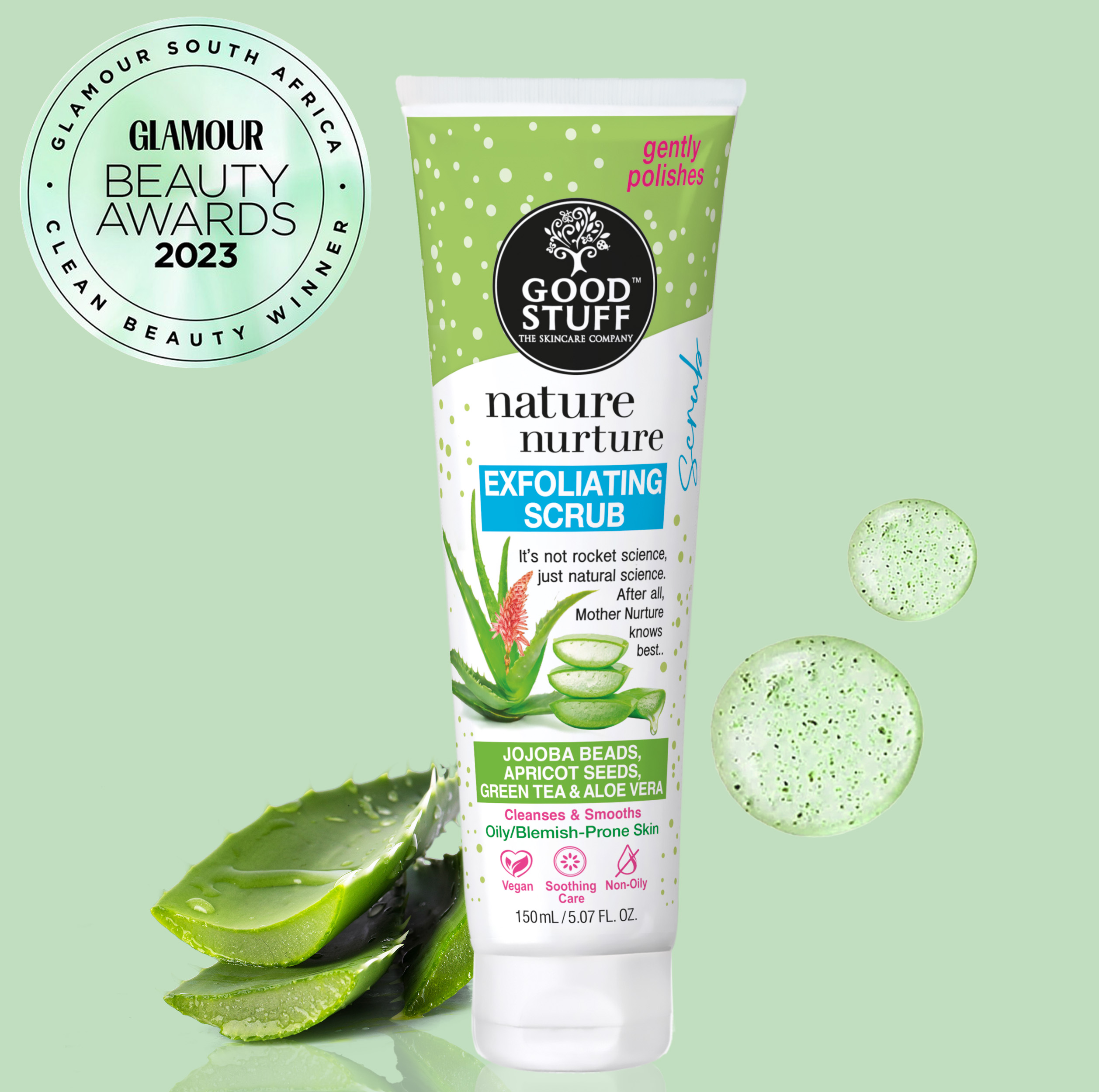 Good Stuff Nature Nurture Exfoliating Scrub with Jojoba Beads, Apricot seeds, Green Tea & Aloe Vera