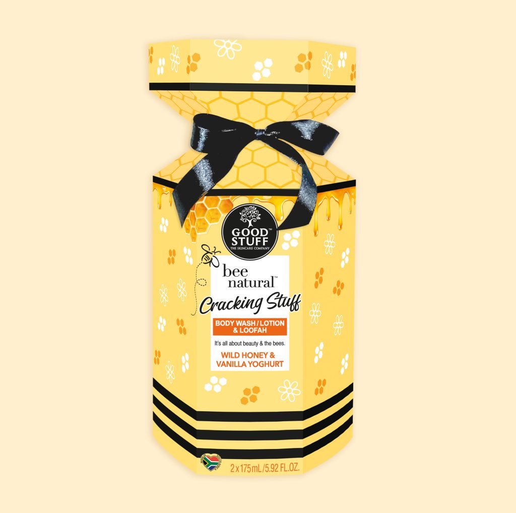 Good Stuff Bee Natural Wild Honey & Vanilla Yoghurt Large Cracking Stuff with Body Wash, Body Lotion & Loofah.