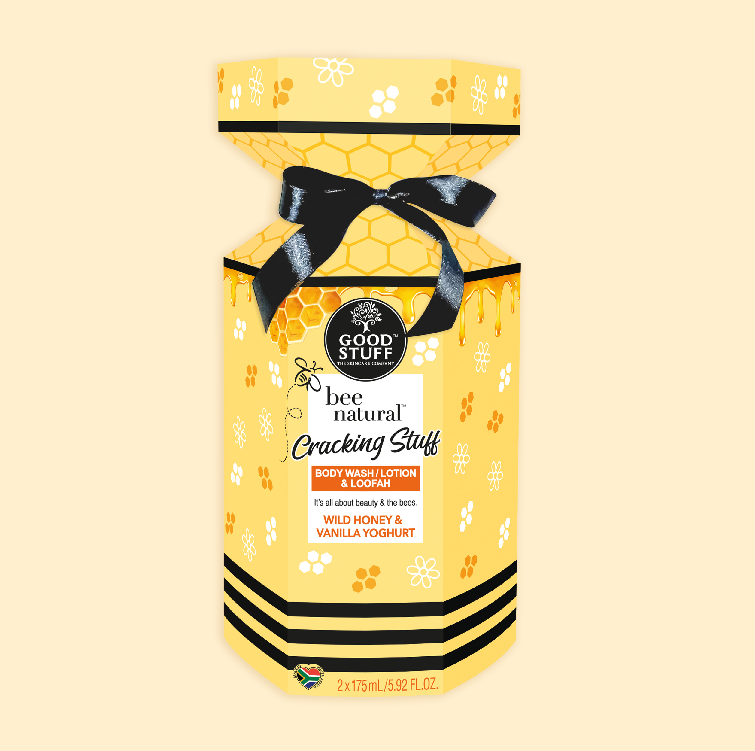 Good Stuff Bee Natural Wild Honey & Vanilla Yoghurt Large Cracking Stuff with Body Wash, Body Lotion & Loofah.
