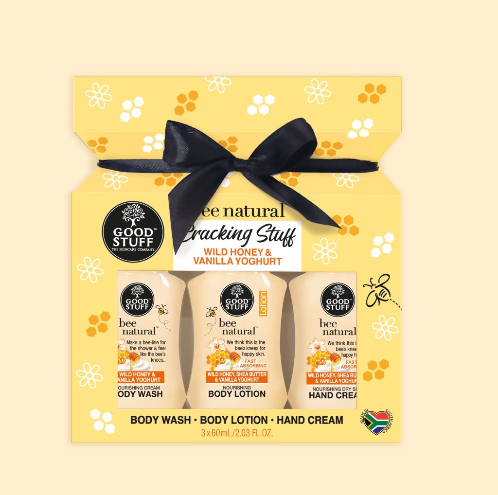Good Stuff Bee Natural Wild Honey & Vanilla Yoghurt Mini Cracking Stuff with Body Wash, Body Lotion & Hand Cream.
