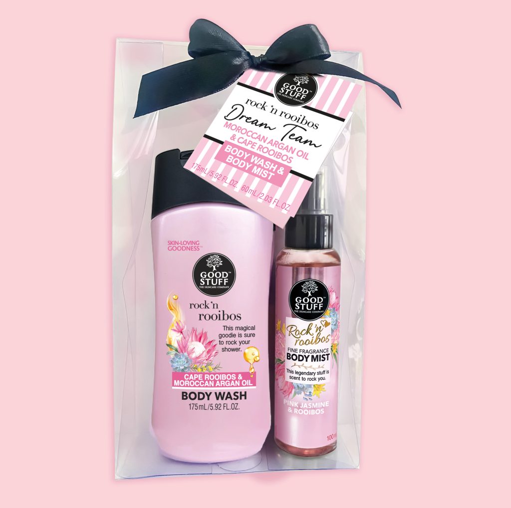 Good Stuff Rock 'n Rooibos Moroccan Argan Oil & Cape Rooibos Dream Team with Body Wash & Body Mist.