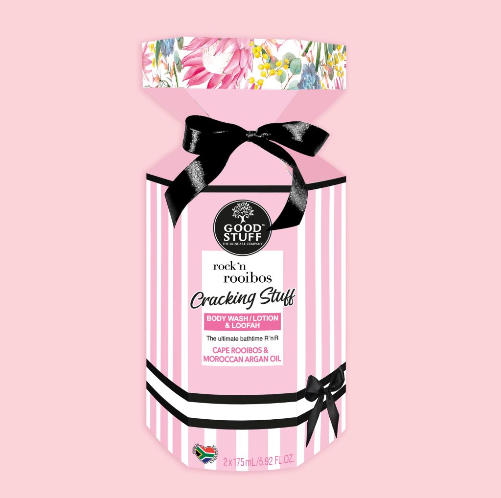 Good Stuff Rock 'n Rooibos Moroccan Argan Oil & Cape Rooibos Large Cracking Stuff with Body Wash, Body Lotion & Loofah.