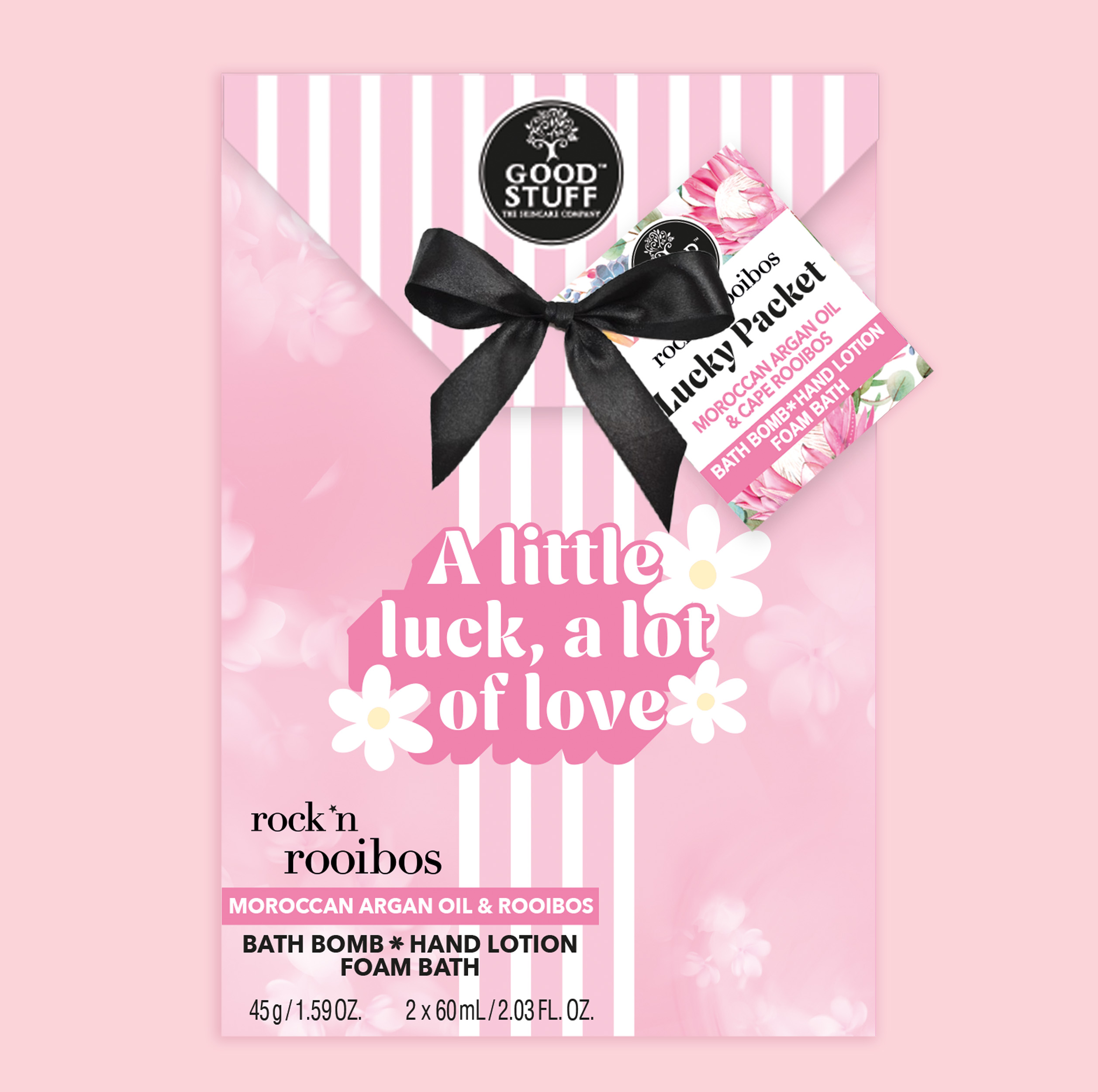 Good Stuff Rock 'n Rooibos Moroccan Argan Oil & Cape Rooibos Lucky Packet with Foam Bath, Bath Bomb & Hand Lotion
