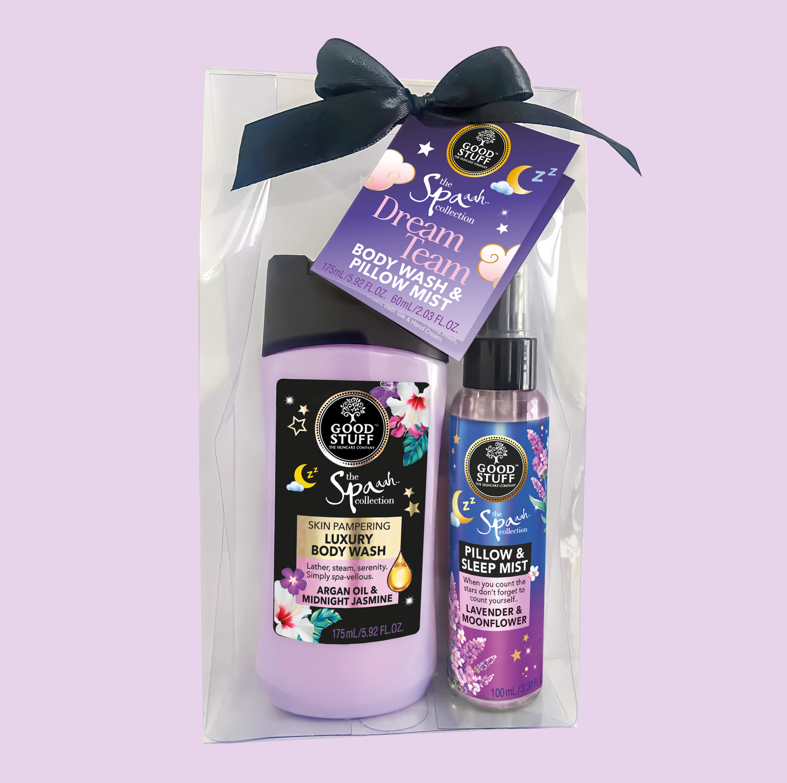 Good Stuff Spaah Argan Oil & Jasmine Blossom Dream Team with Body Wash & Pillow & Sleep Mist.