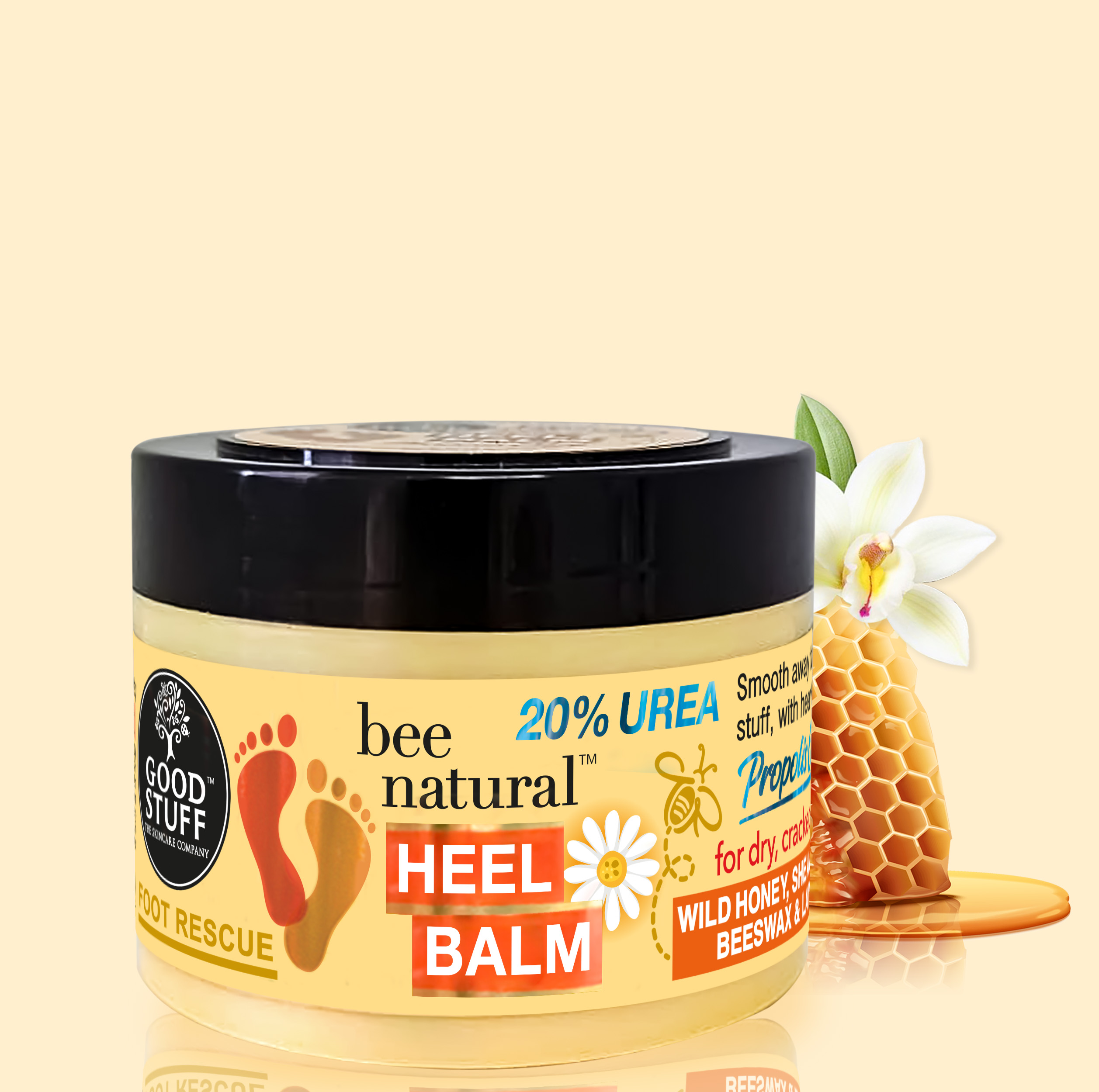 Good Stuff Bee Natural Heel Balm with Wild Honey, Shea Butter, Beeswax & Lanolin